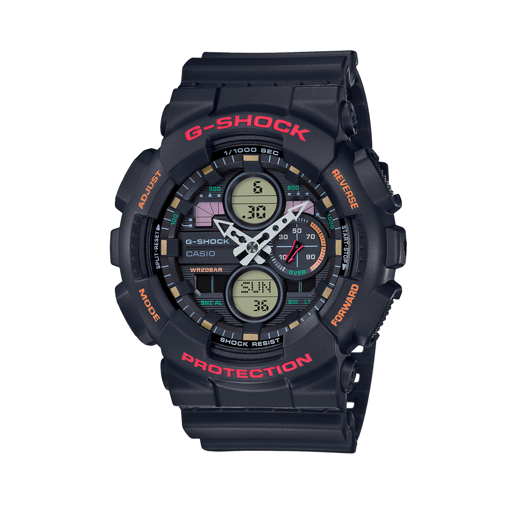 Casio Men's G-SHOCK Resin Analogue Digital Sport Watch Black Dial GA140-1A4