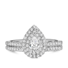 1.00ct TW Pear Cut Diamond Double Halo Engagement & Wedding Bridal Set in 9ct White Gold