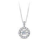 1ct TW Dancing Diamond Halo Pendant in 18ct White Gold
