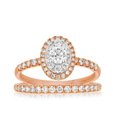 1.00ct TW Diamond Halo Engagement & Wedding Bridal Set in 9ct White & Rose Gold