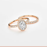 1.00ct TW Diamond Halo Engagement & Wedding Bridal Set in 9ct White & Rose Gold