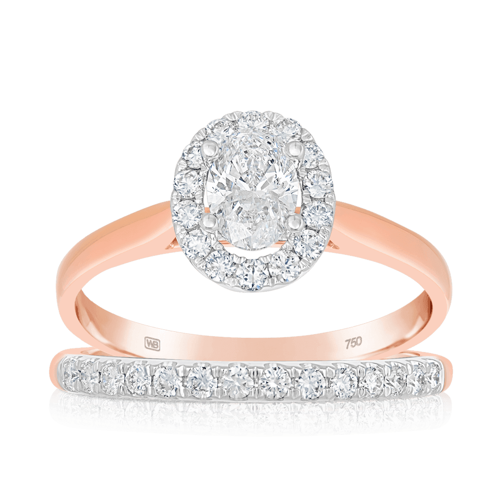 Rose gold diamond wedding set deals