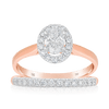 1ct TW Diamond Oval Halo Engagement & Wedding Bridal Set in 18ct Rose Gold - Wallace Bishop