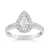 1ct TW Diamond Pear Halo Engagement Ring in 18ct White Gold - Wallace Bishop