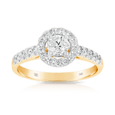 1ct TW Diamond Round Halo Engagement Ring in 18ct Yellow Gold - Wallace Bishop