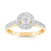 1ct TW Diamond Round Halo Engagement Ring in 18ct Yellow Gold - Wallace Bishop