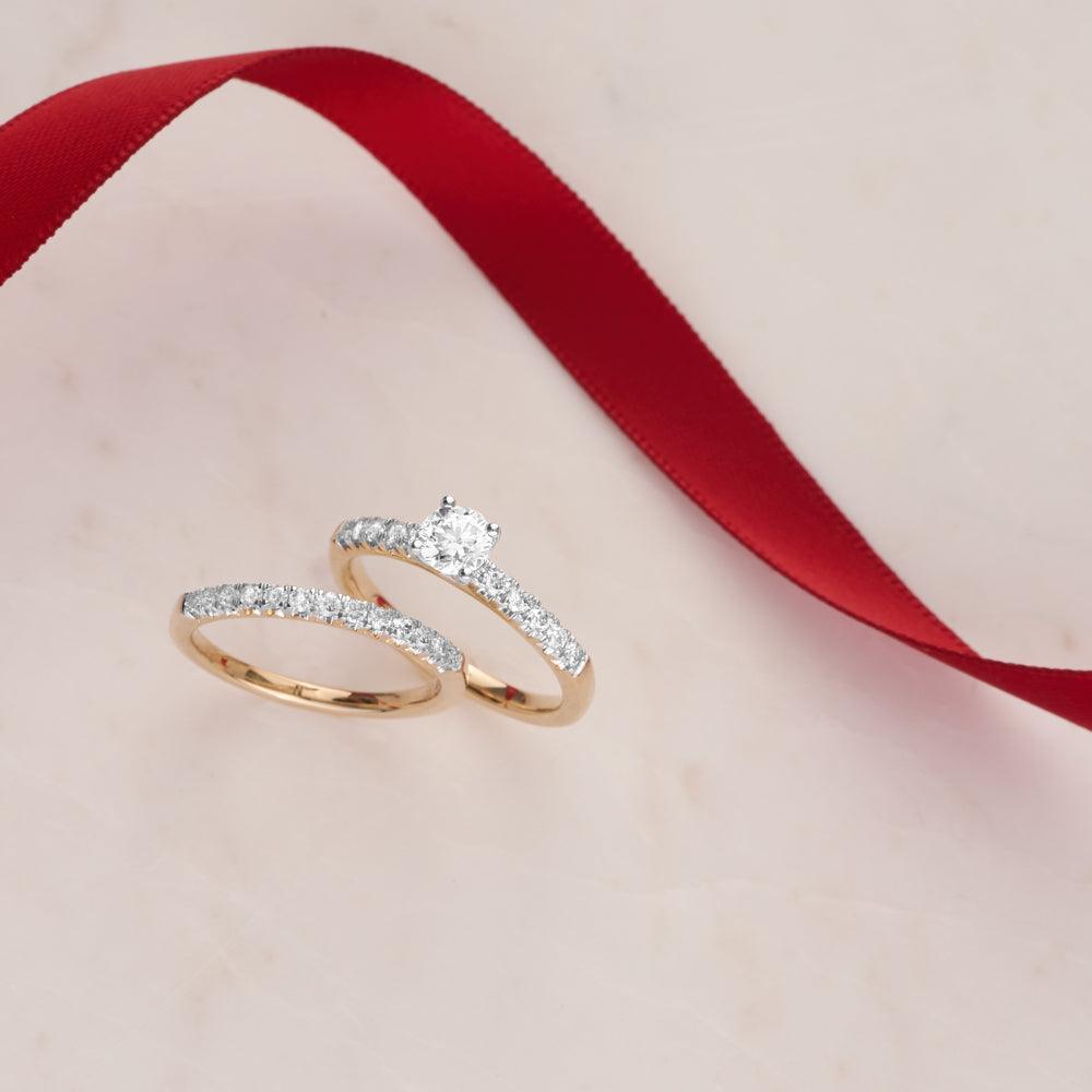 1ct TW Diamond Solitaire Engagement & Bridal set in 9ct Yellow & White Gold - Wallace Bishop