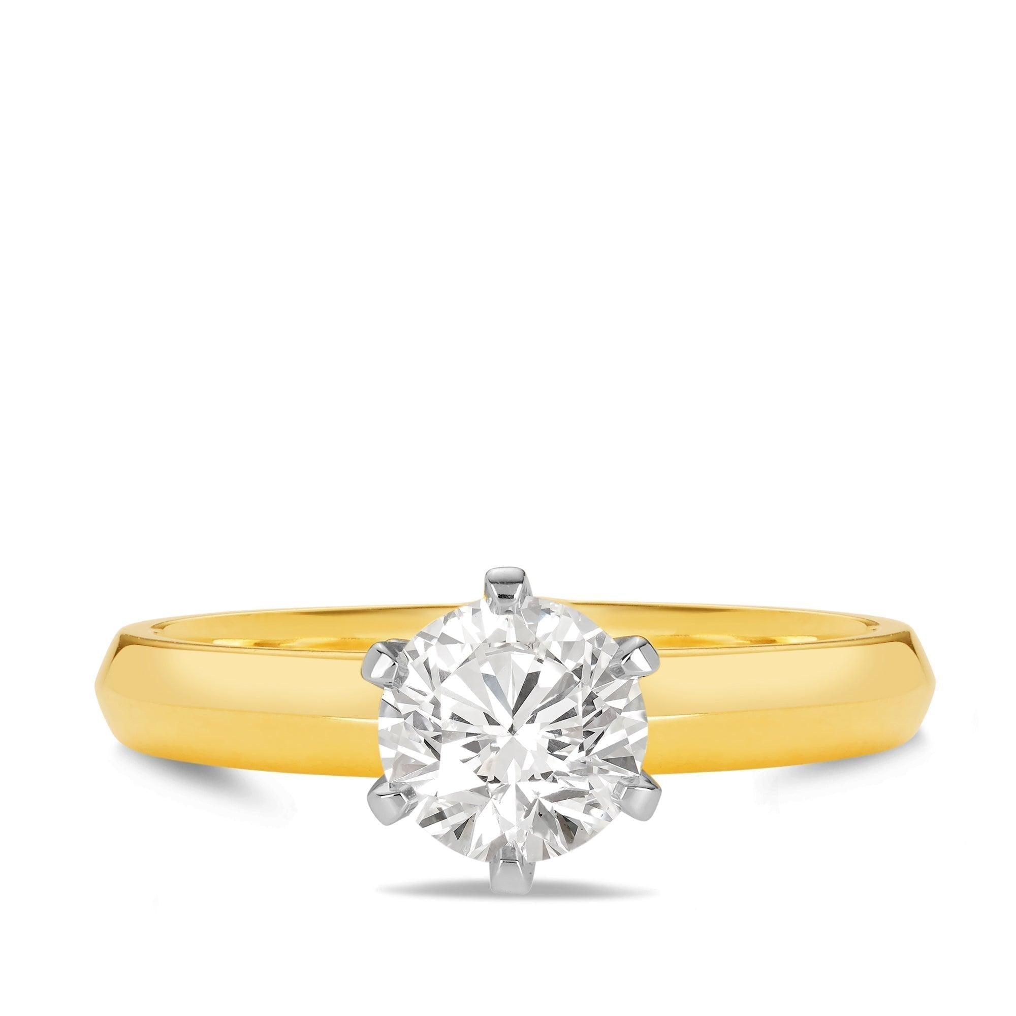 1ct Diamond Solitaire Engagement Ring in 18ct Yellow & White Gold