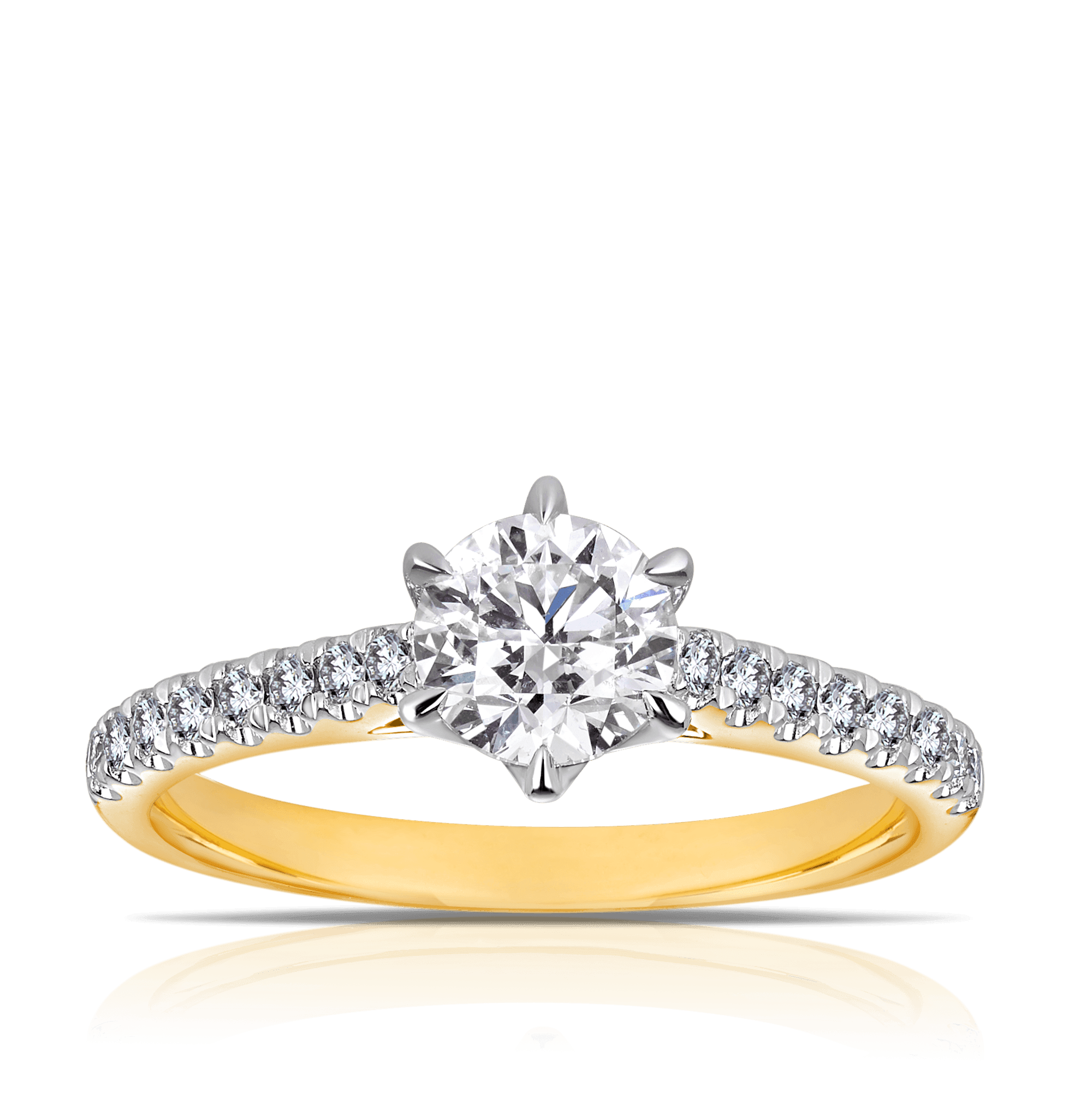 1.00ct TW Diamond Solitaire Engagement Ring in 18ct Yellow & White Gold