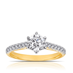 1ct TW Diamond Solitaire Engagement Ring in 18ct Yellow & White Gold - Wallace Bishop