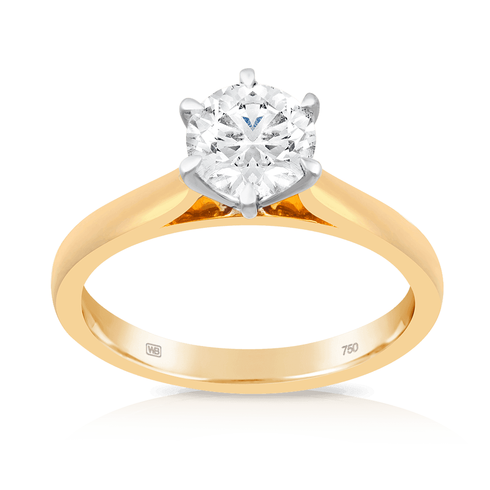 1ct TW Diamond Solitaire Engagement Ring in 18ct Yellow and White - Wallace Bishop