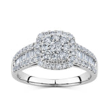 1.00ct TW Diamond Cluster Square Halo Engagement Ring in 9ct White Gold