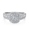 1.00ct TW Diamond Cluster Square Halo Engagement Ring in 9ct White Gold
