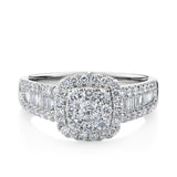1.00ct TW Diamond Cluster Square Halo Engagement Ring in 9ct White Gold