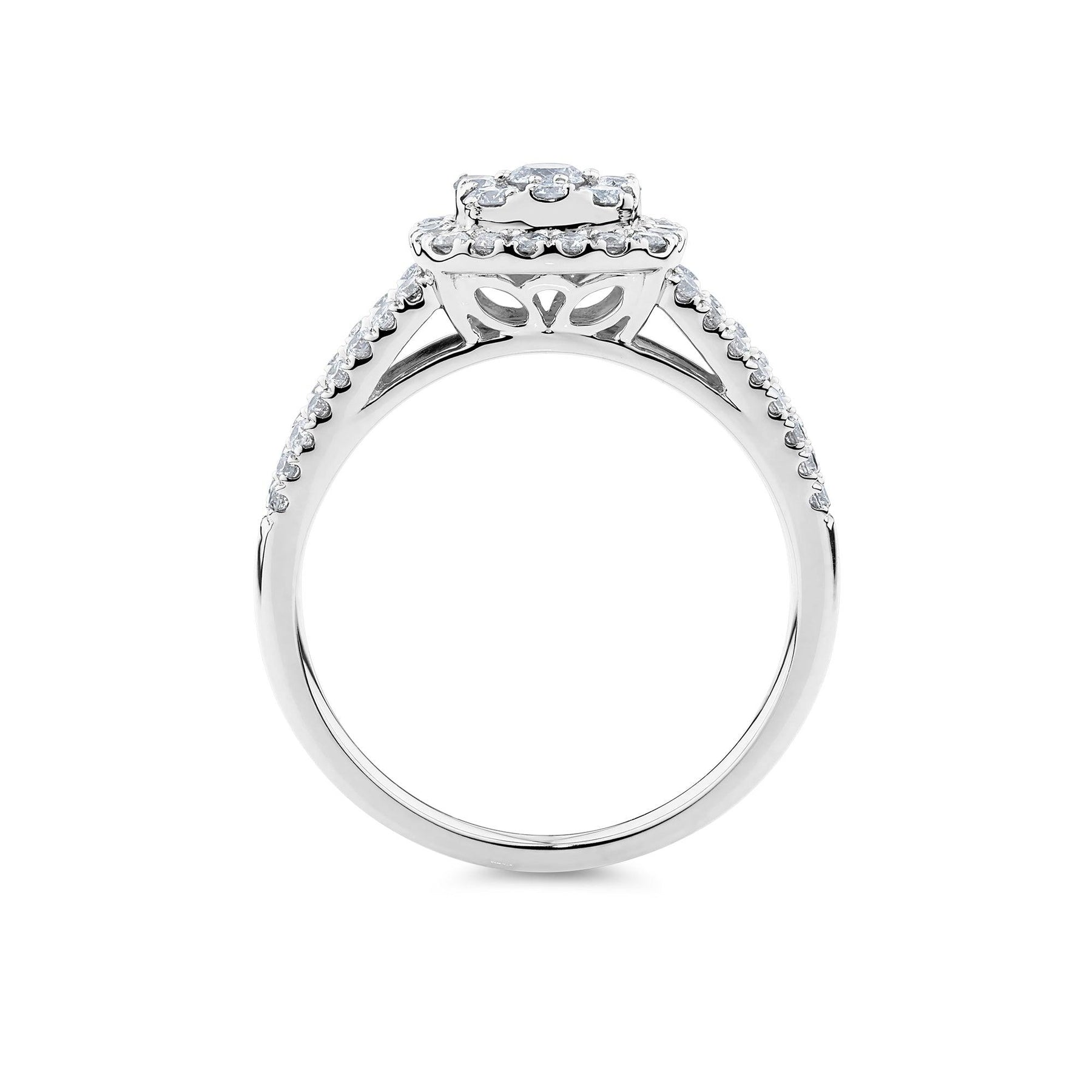 1ct TW Diamond Square Halo Engagement Ring in 9ct White Gold - Wallace Bishop