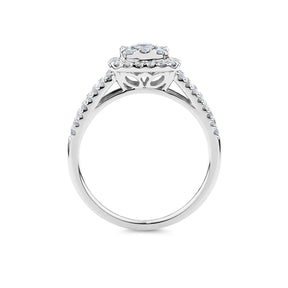 1ct TW Diamond Square Halo Engagement Ring in 9ct White Gold - Wallace Bishop