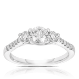 1ct TW Diamond Three Stone Engagement Ring in 9ct White Gold - Wallace Bishop