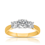 1.00ct TW Round Brilliant Cut Diamond Three Stone Engagement Ring in 18ct Yellow Gold