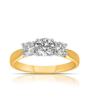 1ct TW Diamond Trilogy Engagement Ring in 18ct Yellow & White Gold - Wallace Bishop