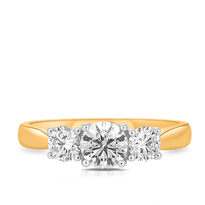 1ct TW Diamond Trilogy Engagement Ring in 18ct Yellow & White Gold - Wallace Bishop