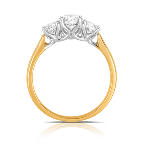 1ct TW Diamond Trilogy Engagement Ring in 18ct Yellow & White Gold - Wallace Bishop