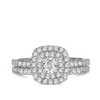 1.00ct TDW Round Brilliant Cut Diamond Cushion Double Halo Engagement & Wedding Bridal Set in 9ct White Gold
