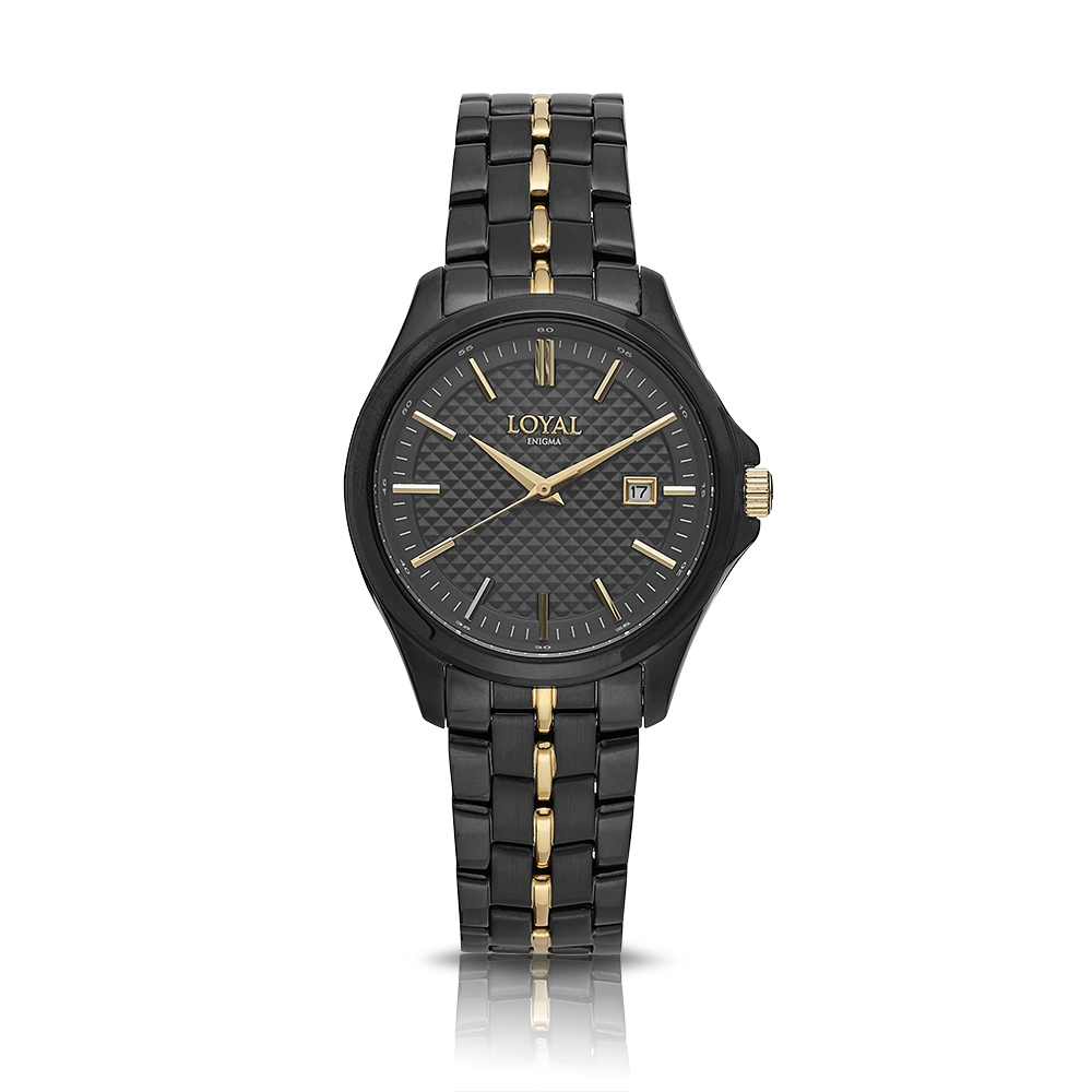 Loyal Enigma Women's Black & Gold Plated Quartz Watch
