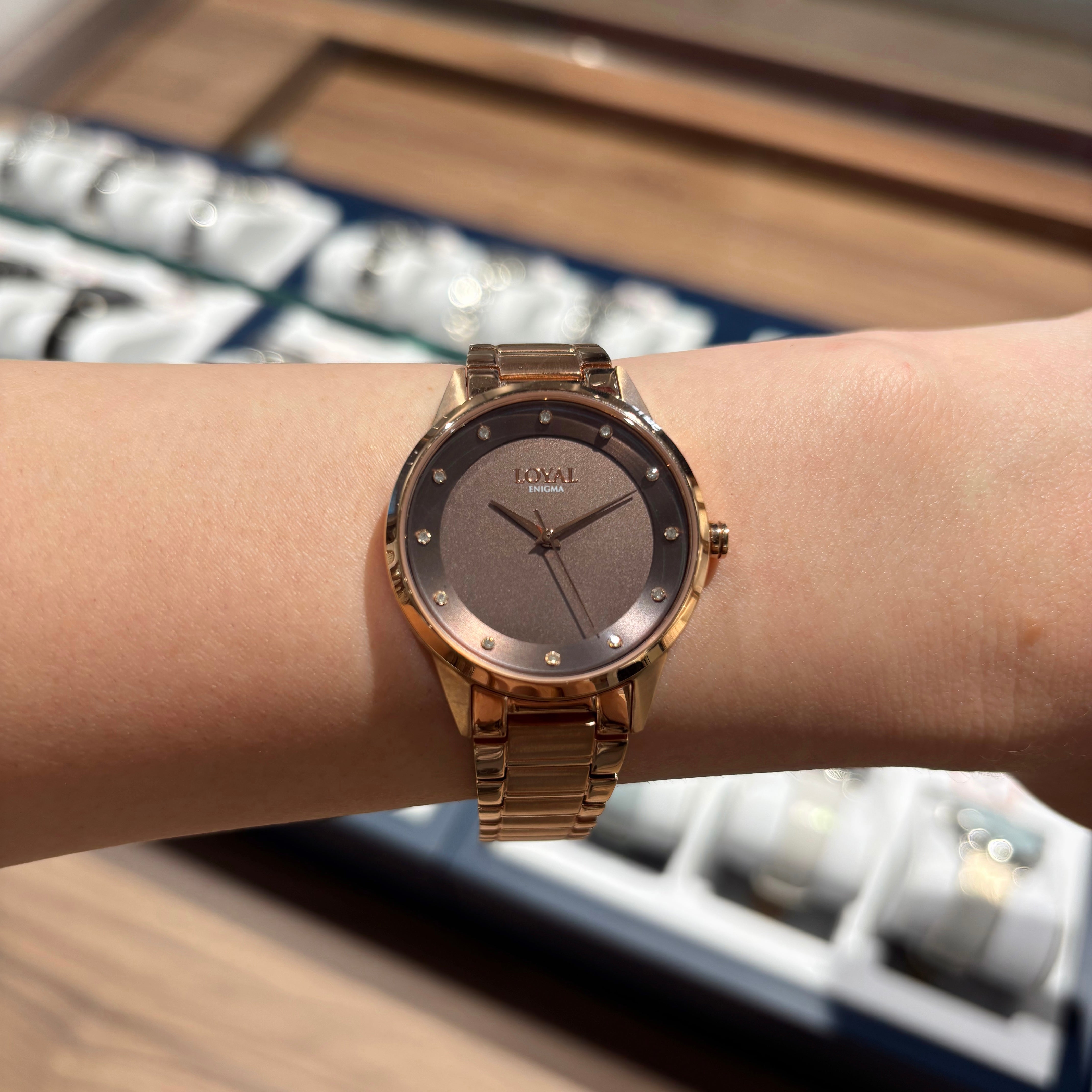 Loyal Women's Enigma Rose PVD Quartz Dress Watch Brown Dial