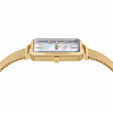 Side view of the Loyal Academy Gold PVD Women's Watch, reference 05A77FB01, showing the slim case profile and mesh bracelet construction. The 24.50mm quartz watch sits low on the wrist, suited to both everyday and dressier occasions.