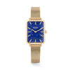 The Loyal Academy Gold Watch features a genuine Lapis Lazuli stone dial, framed by a Gold PVD case, reference 05A77FB01. This 24.50mm quartz watch pairs a mesh bracelet with a mineral glass lens and 30m water resistance.