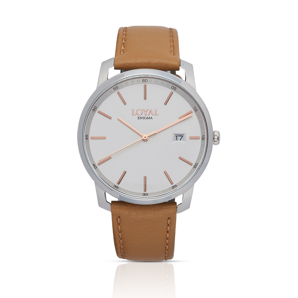 Loyal Enigma Men's Leather Strap Dress Watch