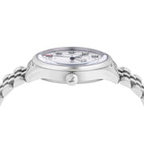 Side view of the Loyal Adventurer Pilot Watch, reference 05C96MB01, showing the case profile and stainless steel bracelet construction. The 40mm quartz watch sits comfortably on the wrist, suited to both everyday and active wear.