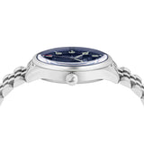 Side view of the Loyal Adventurer Pilot Watch, reference 05C96MB01, showing the case profile and stainless steel bracelet construction. The 40mm quartz watch sits comfortably on the wrist, suited to both everyday and active wear.