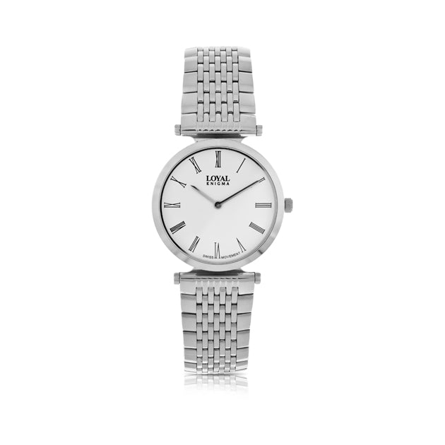 Loyal Enigma Men's Stainless Steel Roman Quartz Watch