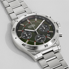 Loyal Men's Adventurer Stainless Steel Quartz Chronograph Sport Watch Green Dial