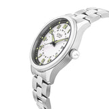 Three-quarter angle view of the Loyal Adventurer Field Watch, reference 05C97MBA1, showing the case profile and stainless steel bracelet construction. The 40mm case and domed crystal are visible from this angle, alongside the bonus NATO strap included with this set.