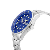 Three-quarter angle view of the Loyal Conqueror Steel Watch, reference 05C93GB01, showing the blue ceramic bezel and bracelet construction. The 44mm case makes a substantial, confident statement from this angle, suited to serious daily wear.