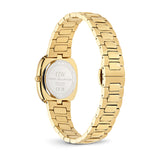 Back of the case on the Daniel Wellington Cort H-Link Women’s 30mm Quartz Watch DW00100985, showing the gold-tone stainless steel case back. The H-link bracelet is visible on either side of the case.
