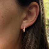 Paperclip Huggie Earrings in 9ct Rose Gold