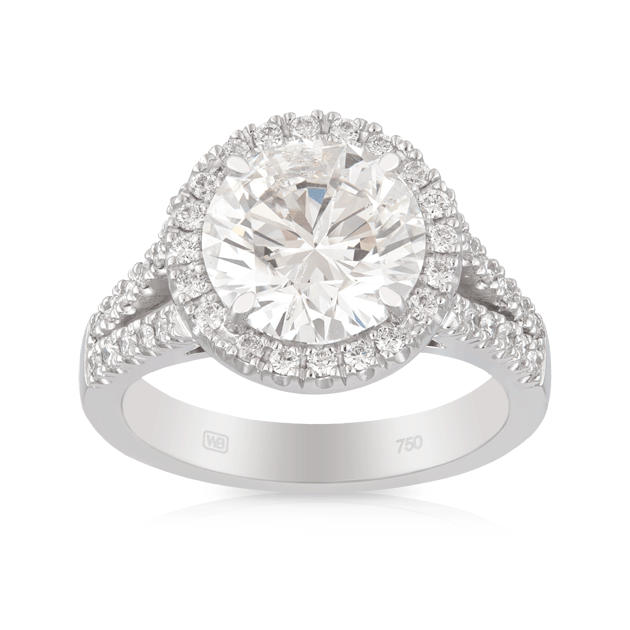 3.05ct TW Diamond Halo Engagement Ring in 18ct White Gold