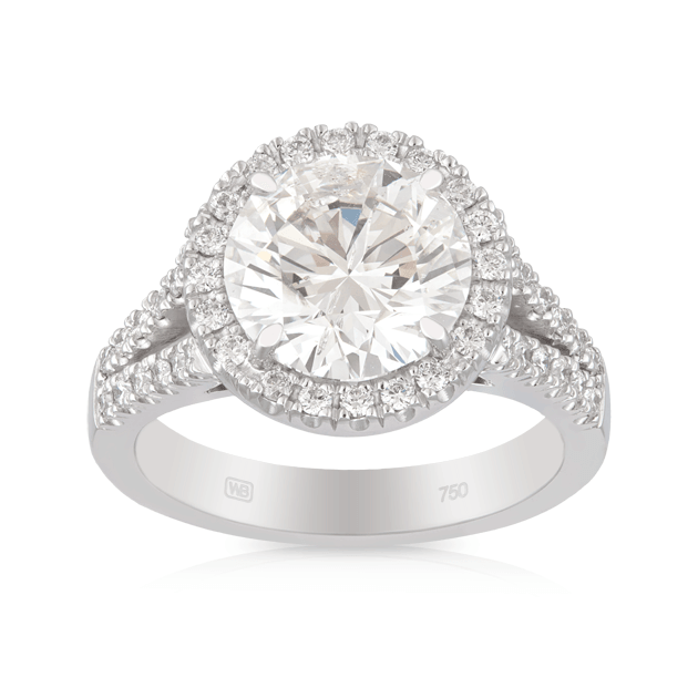 3.05ct TW Diamond Halo Engagement Ring in 18ct White Gold - Wallace Bishop