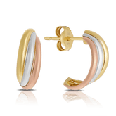 3-Tone Twist Stud Earrings in 9ct Yellow & Rose Gold - Wallace Bishop