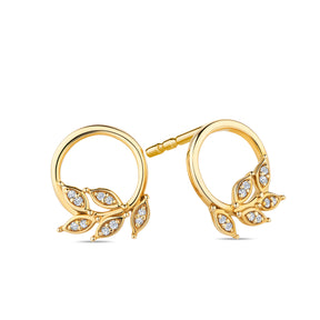 Helia™ Diamond Leaf Stud Earrings in 9ct Recycled Gold