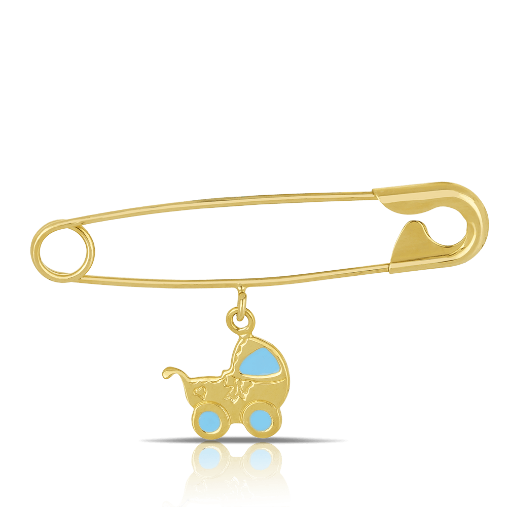 9ct Yellow Gold Enamel Baby Brooch