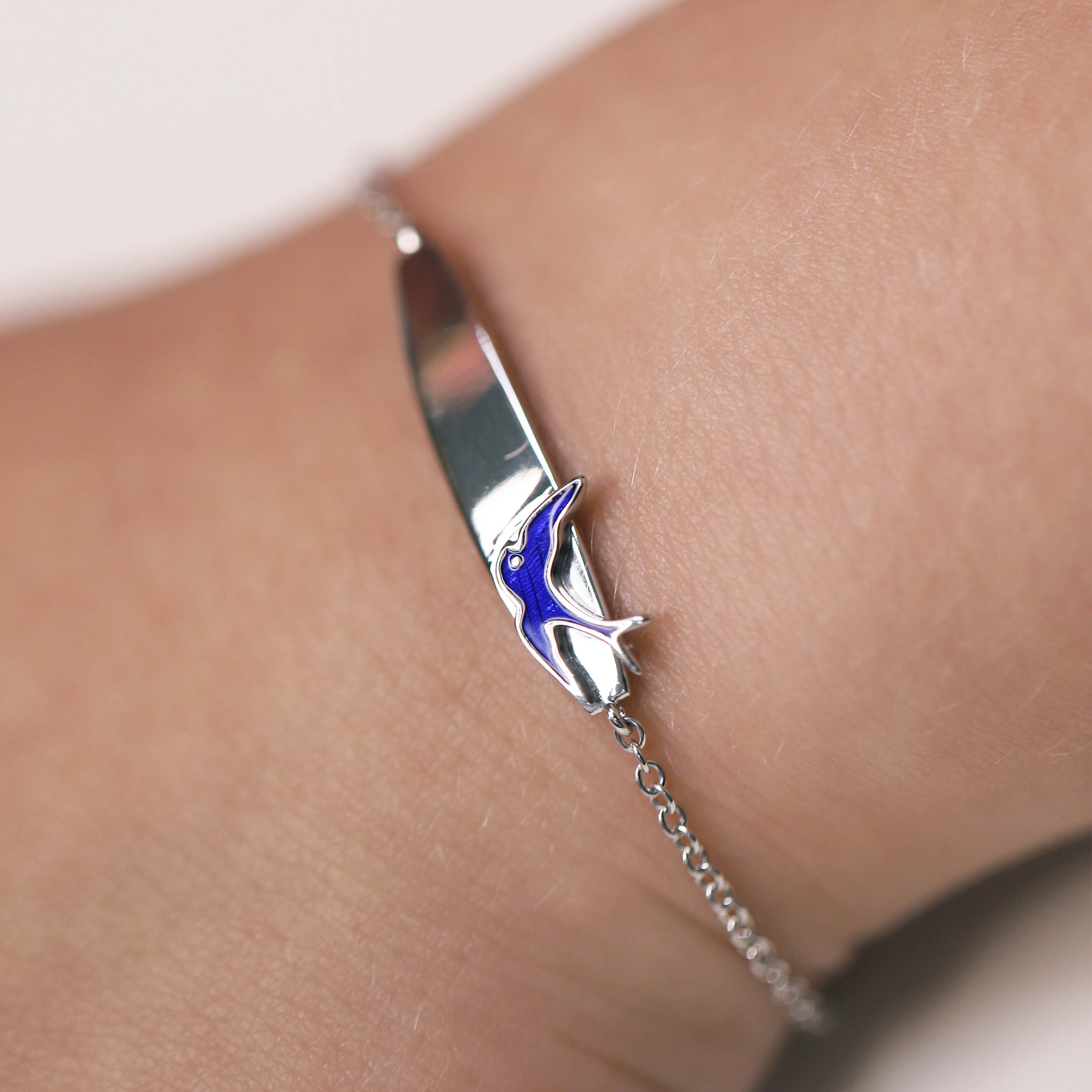 Bluebird of Happiness Children's ID Bracelet in Sterling Silver