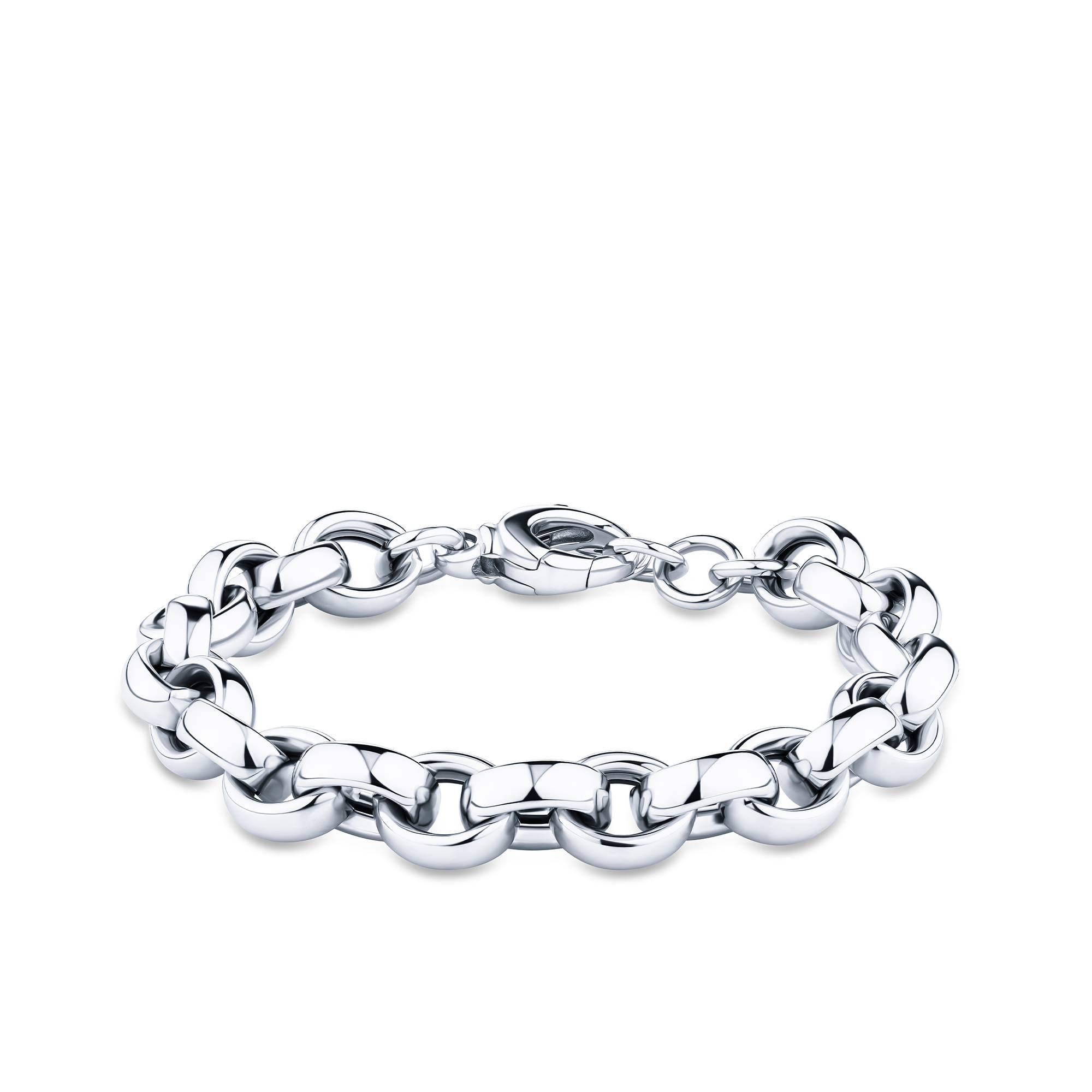 Hollow Chunky Medium Link Bracelet in Sterling Silver