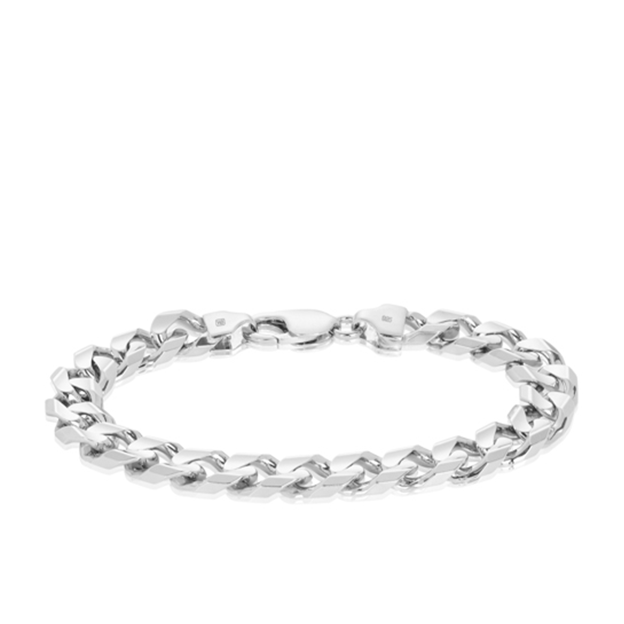 Solid Bevelled Bracelet in Sterling Silver Rhodium Plate