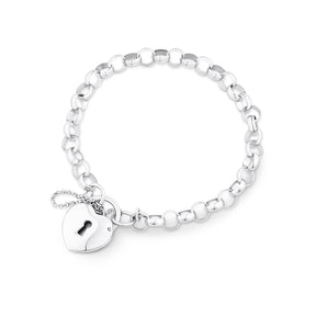 Heart Padlock Bracelet in Sterling Silver