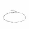 Paperclip Bracelet in Sterling Silver, photographed front on against a plain background. The bracelet features elongated polished paperclip-style links fastened with a classic parrot clasp, shown at its adjustable 19cm length.