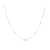 Freshwater Pearl Diamond Cut Cable Necklace in 9ct Yellow Gold